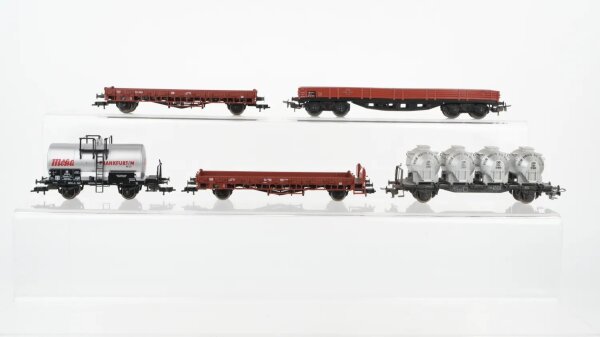 Märklin H0 Konvolut Niederbordwagen Kesselwagen Moha Behältertragewagen Von Haus zu Haus DB