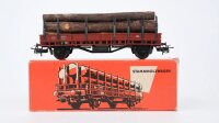 Märklin H0 4608 Rungenwagen mit Stammholzladung DB