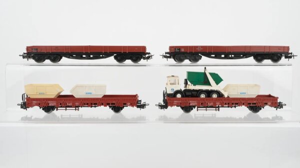 Märklin H0 Konvolut Niederbordwagen teilw. beladen DB