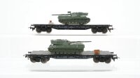 Fleischmann H0 Konvolut Flachwagen mit Panzer DB