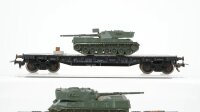 Fleischmann H0 Konvolut Flachwagen mit Panzer DB