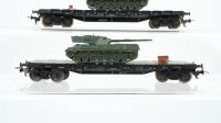 Fleischmann H0 Konvolut Flachwagen mit Panzer DB
