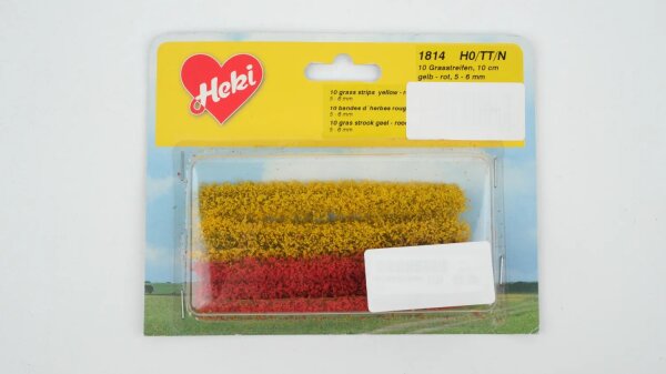 Heki H0 1814 10 Stück Grasstreifen gelb / rot, Streifen Gras