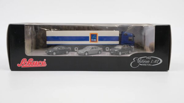 Schuco 9655 Fahrzeug-Set Edition Metal MB Sattelzug ALDI + 3 Fahrzeuge