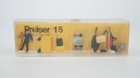 Preiser H0 15 Bahnmitarbeiter mit Sackkarre Kofferwagen...