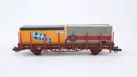 Roco H0 4399A Rungenwagen mit 2 Containern DB+LHB DB
