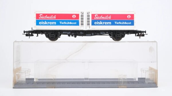 Röwa H0 2313 Containerwagen mit 2 Containern Südmilch Eiskrem Tiefkühlkost DB