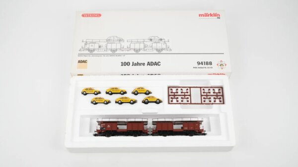 Märklin H0 94188 Wagen-Set 100 Jahre ADAC "Autotransporter" mit 6 WIKING-Modellen der DB