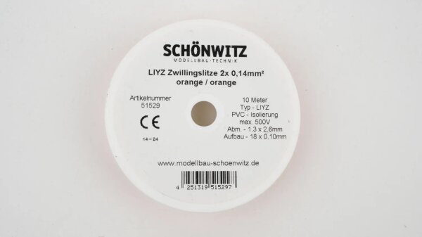 10m LIYZ Doppellitze Zwillingslitze 2x 0,14mm²  orange