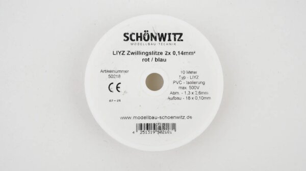 10m LIYZ Zwillingslitze 2x 0,14mm² rot / blau