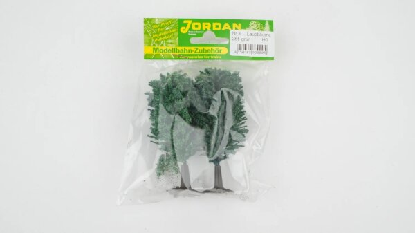 Spur H0 Jordan Modellbau  [3]  Laubbäume ca 10cm mit Fuß 2 Stück  - OVP NEU