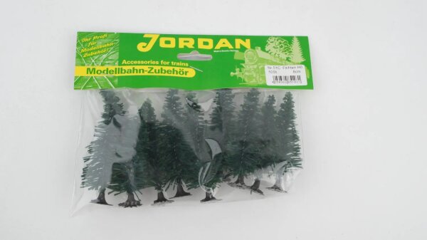 Spur H0 Jordan Modellbau  [51C] 10 Fichten, ca 8cm, mit Fuß - NEU