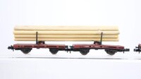 Roco u.a. N Konvolut Niederbordwagen Rungenwagen Drehschemelwagen beladen DB u.a.