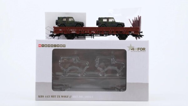 Märklin H0 46954 Rungenwagen mit Geländewagen Wolf Kbs 443 der DB AG
