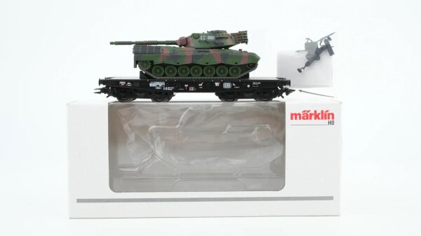 Märklin H0 48878 Flachwagen beladen mit BW Leopard DB