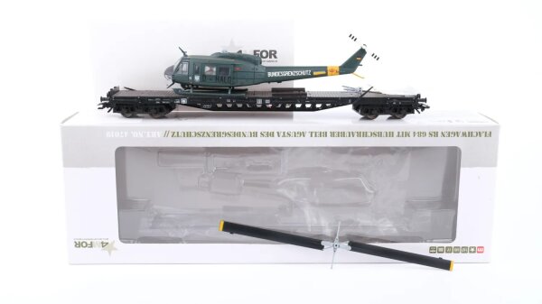 Märklin H0 47019 Flachwagen Rs 684 Bell Hubschrauber DB