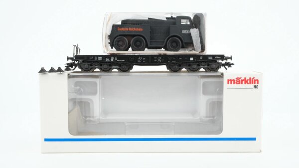 Märklin H0 4866 Schwerlast-Flachwagen (KAELBLE ZUGMASCHINE) SSyms der DRG