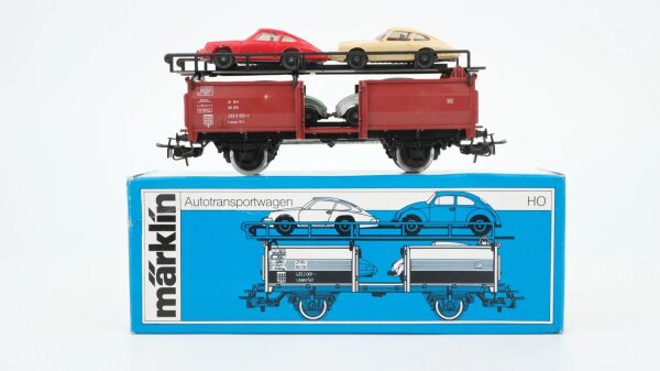 Märklin H0 4613 Autotransportwagen mit 4 PKW (Porsche/VW) DB