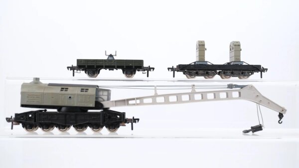 Fleischmann H0 Konvolut Kranwagen Kranschutzwagen Gegengewichtswagen DB