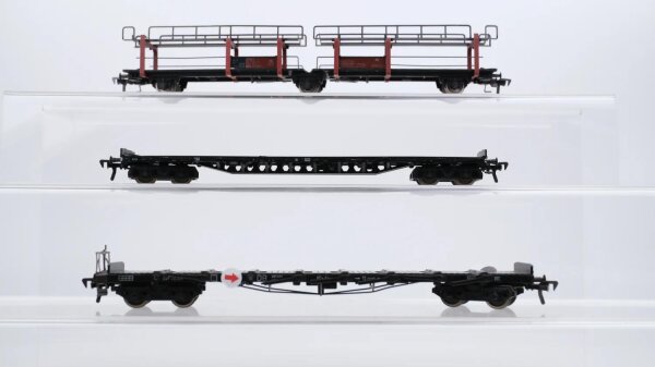 Fleischmann H0 Konvolut Autotransportwagen Rungenwagen DB