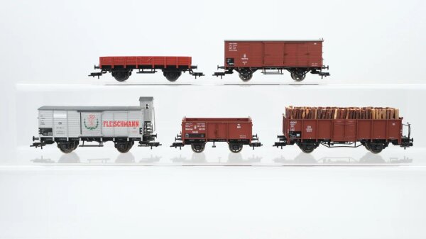 Fleischmann ua H0 Konvolut gedeckte Güterwagen 50 Jahre Fleischmann Hochbordwagen Niederbordwagen DB K.Bay.Sts.B.