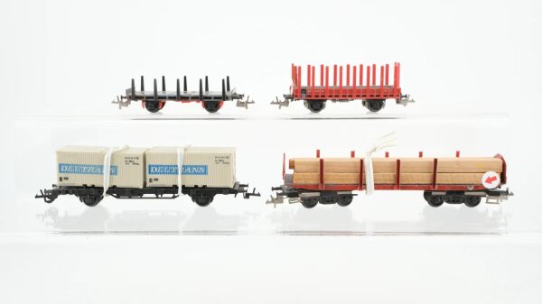 Unbekannt TT Konvolut Rungenwagen teilbeladen Containertragwagen Deutrans DR ua