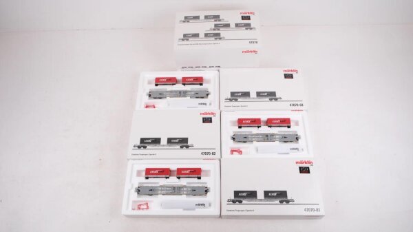 Märklin H0 47070 Güterwagen-Set Containerwagen mit LKW-Wechselpritschen SBB