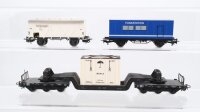 Märklin H0 Konvolut Tiefladewagen mit Kiste Bahia...