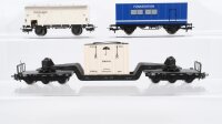 Märklin H0 Konvolut Tiefladewagen mit Kiste Bahia Kühlwagen Containerwagen Funkstation DB ua