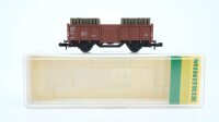 Minitrix N 51326500 Hochbordwagen, Ladung: Grubenholz E...