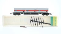 Minitrix N 13511 Containertragwagen mit 3 Containern...