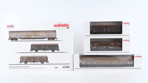 Märklin H0 47349 Schiebewandwagen Set gealtert DB Transwaggon