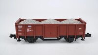 Minitrix N 13607 Hochbordwagen, Ladung: Schotter E 035 DB