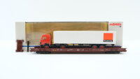 Märklin H0 4742 Niederflurwagen mit LKW-Transport...