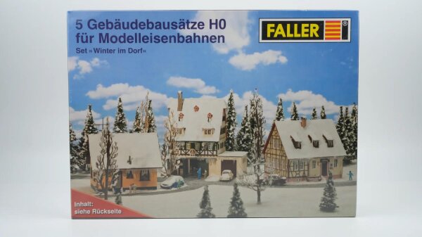 Faller H0 5 Gebäudesätze Set Winter im Dorf