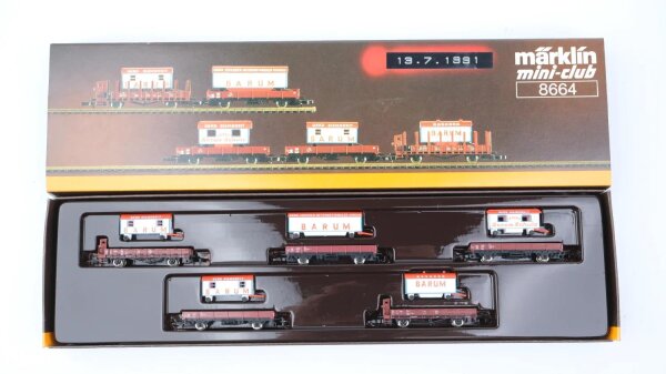 Märklin Z 8664 Niederbordwagen-Set Zirkuswagen "Barum" DB