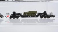 Minitrix N Konvolut Tiefladewagen teilbeladen Militärfahrzeuge DB