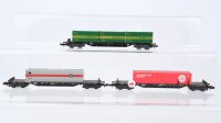 Minitrix N Konvolut Schwerlastwagen mit Containern...