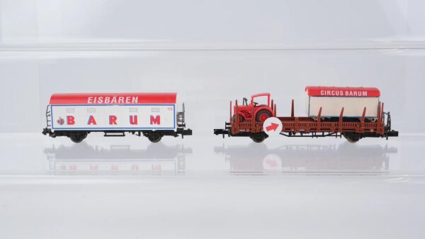 Arnold N Konvolut Rungenwagen beladen gedeckter Güterwagen Circus Barum DB