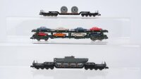 Fleischmann N Konvolut Tiefladenwagen beladen Autotransportwagen mit PKW DB