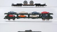 Fleischmann N Konvolut Tiefladenwagen beladen Autotransportwagen mit PKW DB