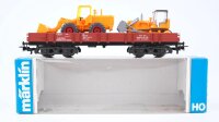 Märklin H0 4474 Niederbordwagen mit Wiking Schaufellader und Raupe DB