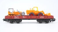 Märklin H0 4474 Niederbordwagen mit Wiking Schaufellader und Raupe DB