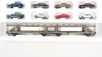 Märklin H0 47121 Doppel-Autotransportwagen mit 8 Mercedes-Benz Fahrzeugen DB