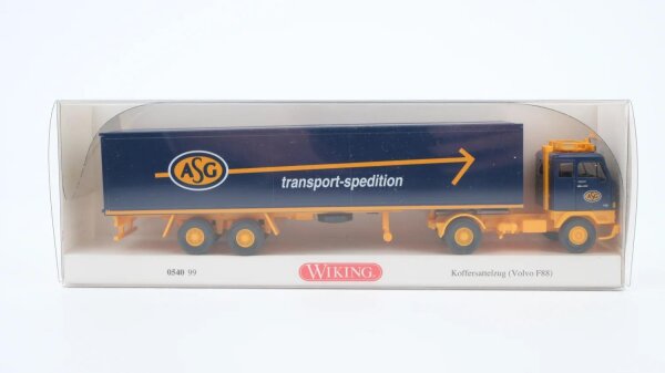 Wiking H0 054099 Volvo F88 Koffersattelzug ASG