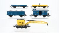 Märklin H0 Konvolut Kranwagen Kranschutzwagen Bauwagen Hochbordwagen Niederbordwagen beladen Gleisbau