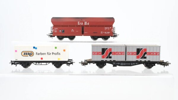 Märklin H0 Konvolut Selbstentladewagen Erz IIId Containertragewagen Zero SeaLand DB