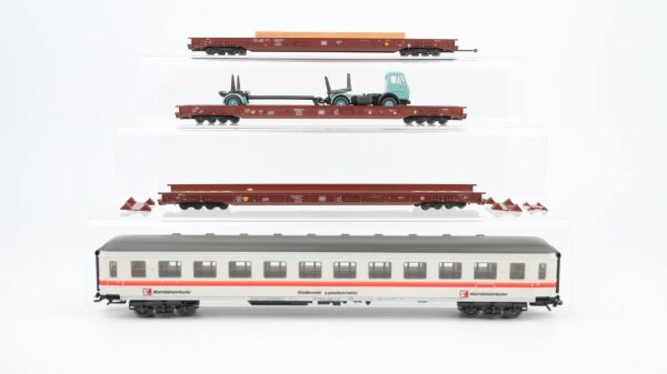 Märklin H0 Konvolut RoLa Niederflurwagen teilw. beladen Personenwagen DB