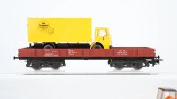 Märklin H0 Konvolut Niederbordwagen teilw. beladen mit Baufahrzeugen/LKW DB