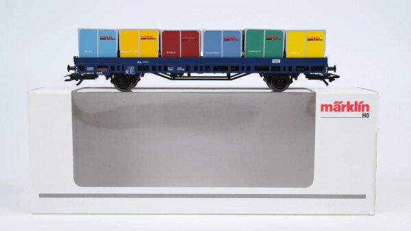 Märklin H0 48505 Niederbordwagen mit Rollplattenbehältern  Post 2-t13
